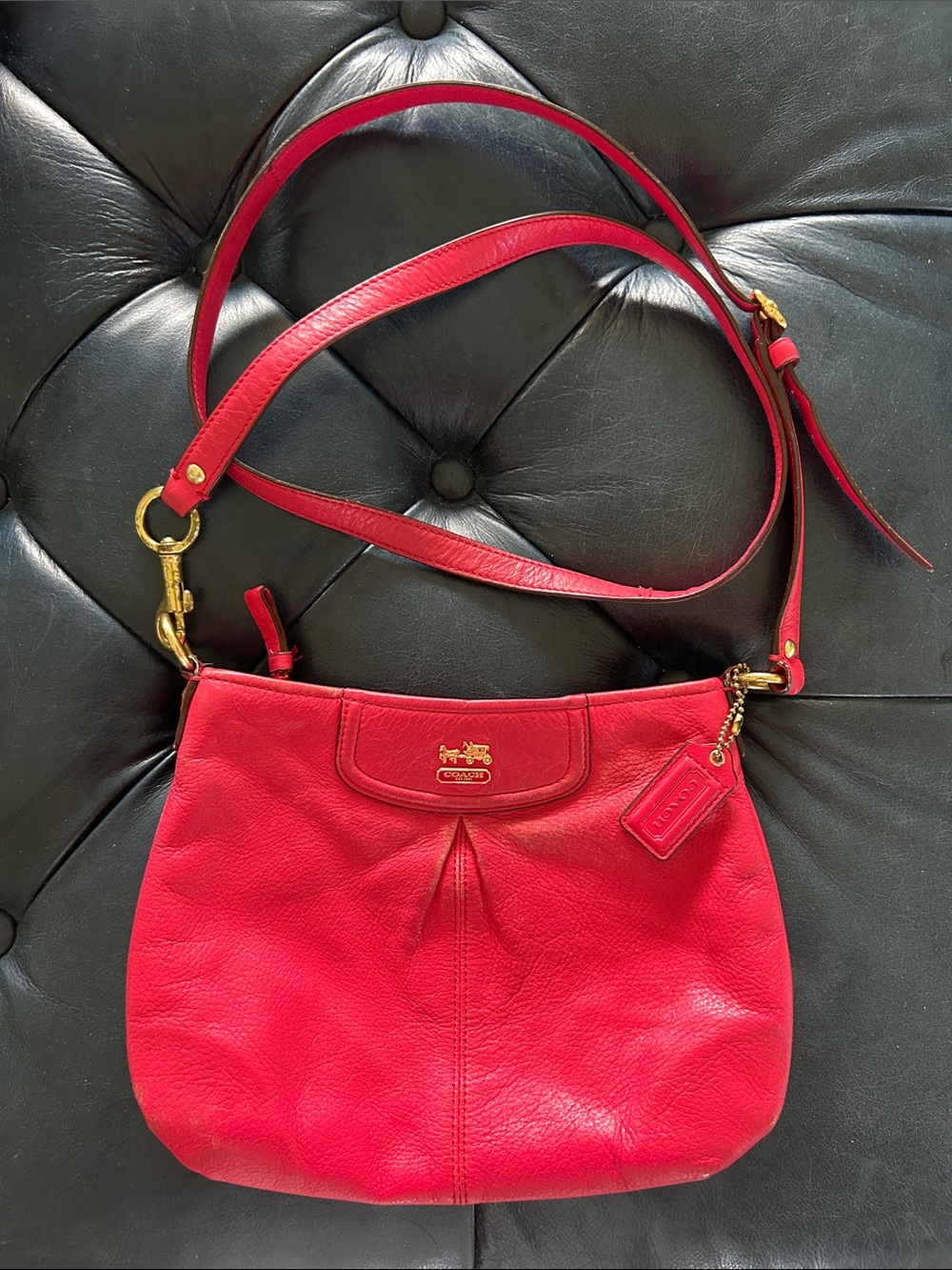 Coach Ashley Hot Pink Leather Crossbody HandBag Purse